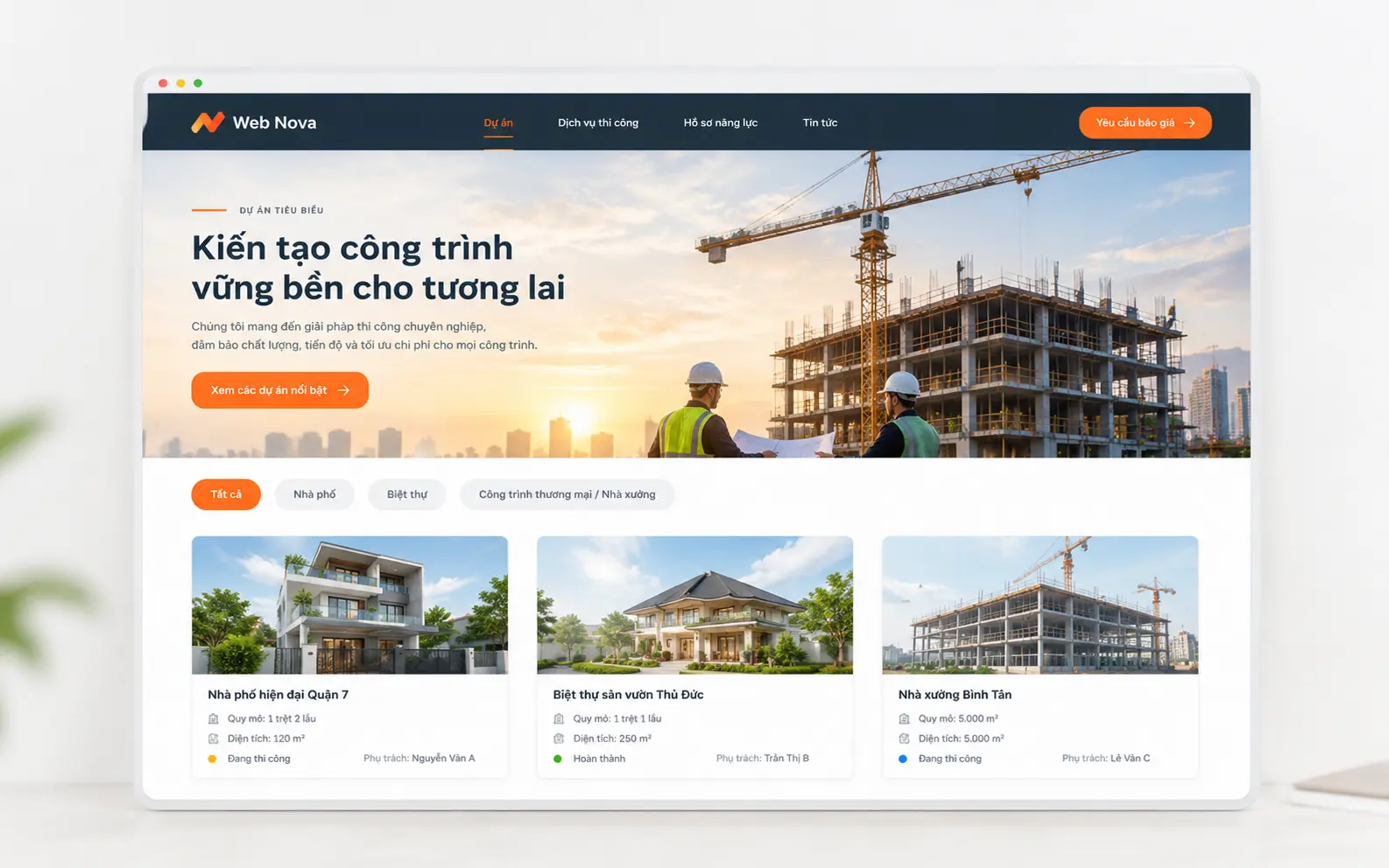Website công ty xây dựng