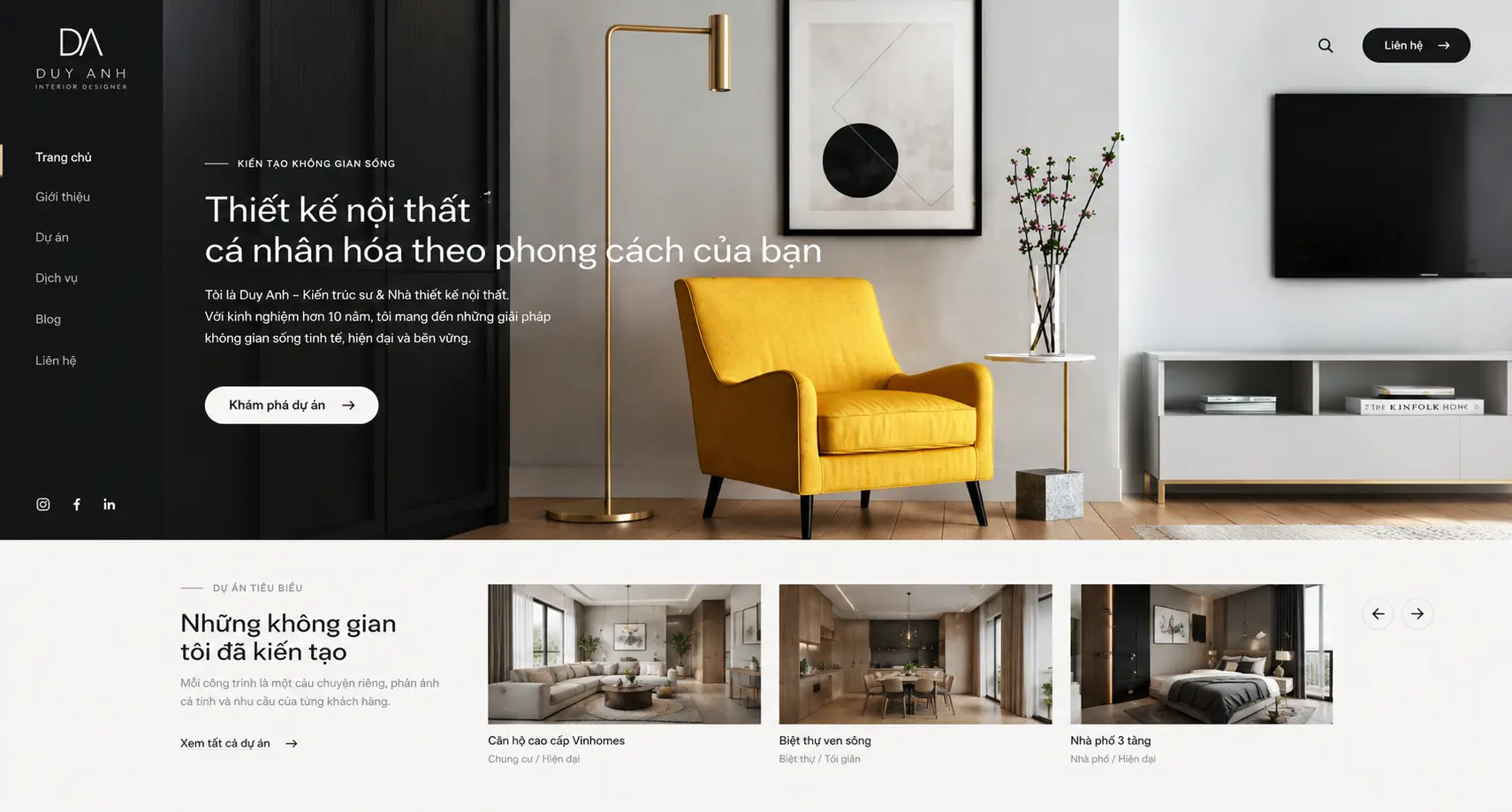 Website thương hiệu cá nhân kiến trúc sư