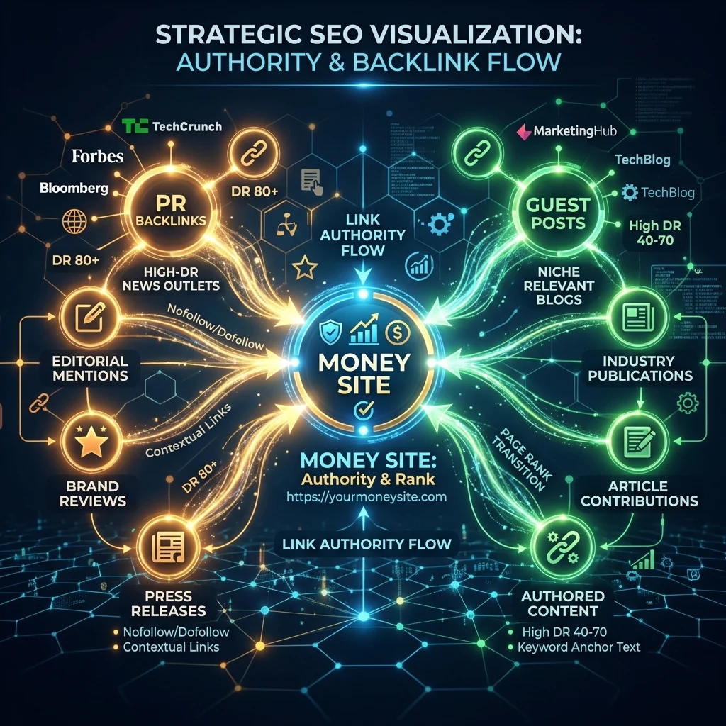 Mô hình mạng lưới Backlink và dòng chảy sức mạnh