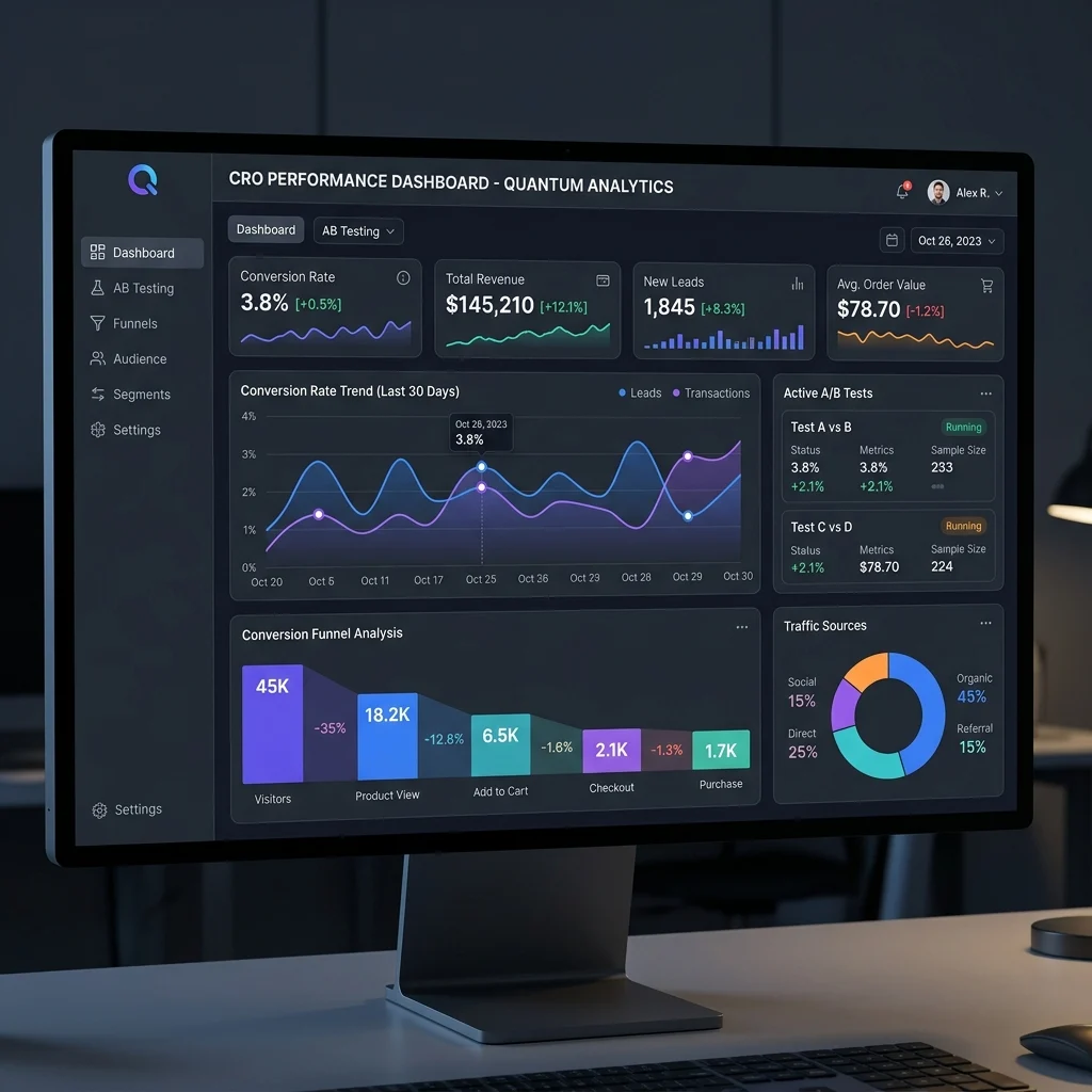 Bảng điều khiển theo dõi CRO và chỉ số Analytics