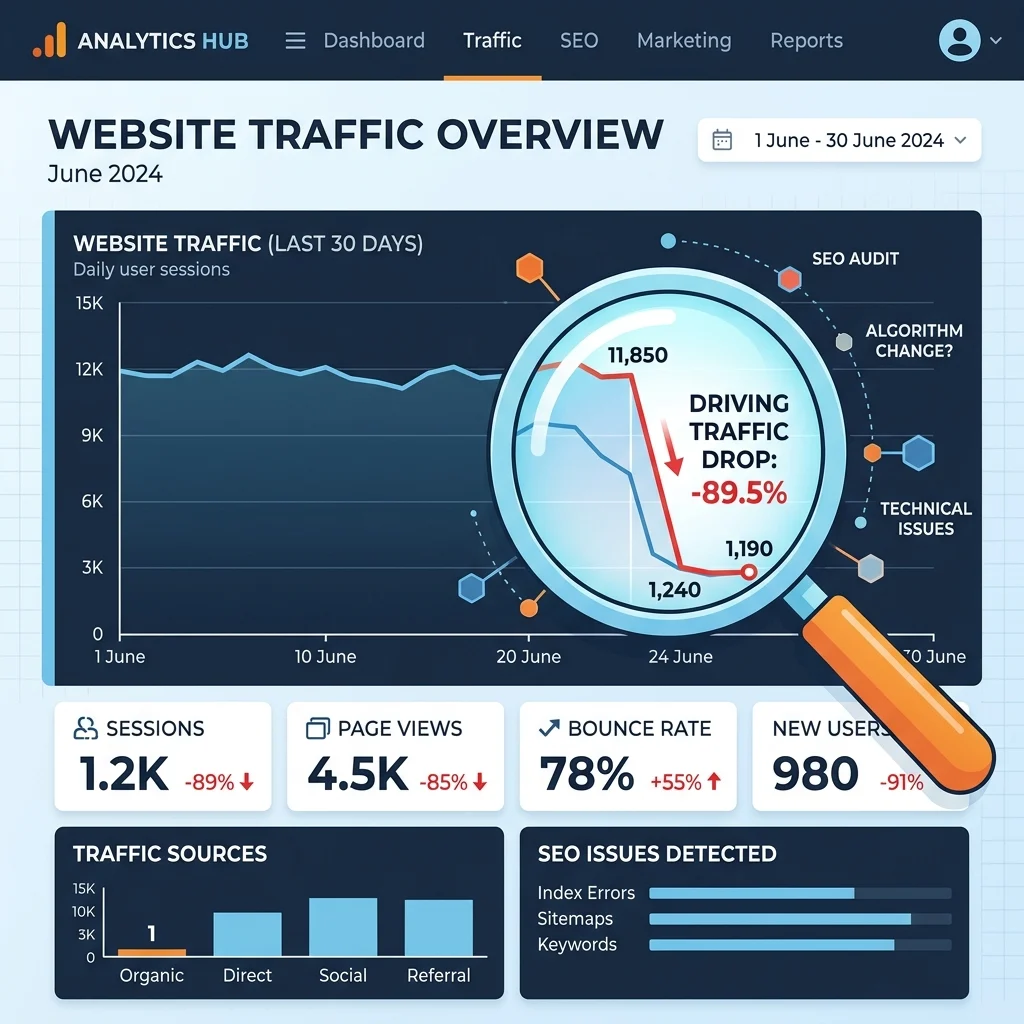 Hình ảnh phân tích dữ liệu website rớt hạng